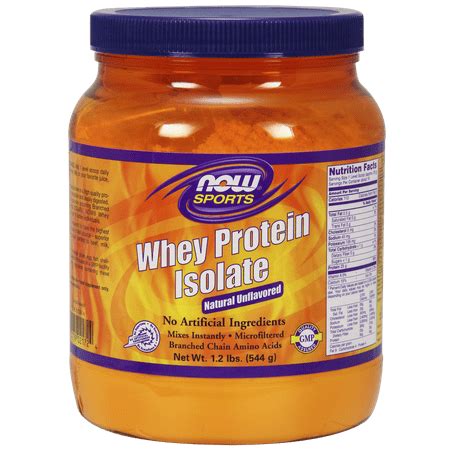 NOW Sports Whey Protein Isolate Powder, Unflavored, 25g Protein, 1.2 Lb ...