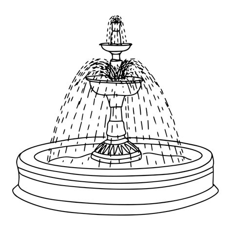 The classic water fountain is made in the shape of a flower, doodle ...