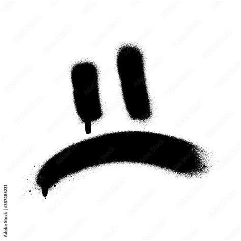 Sad face sign. Spray paint graffiti. White background. Stock Vector ...