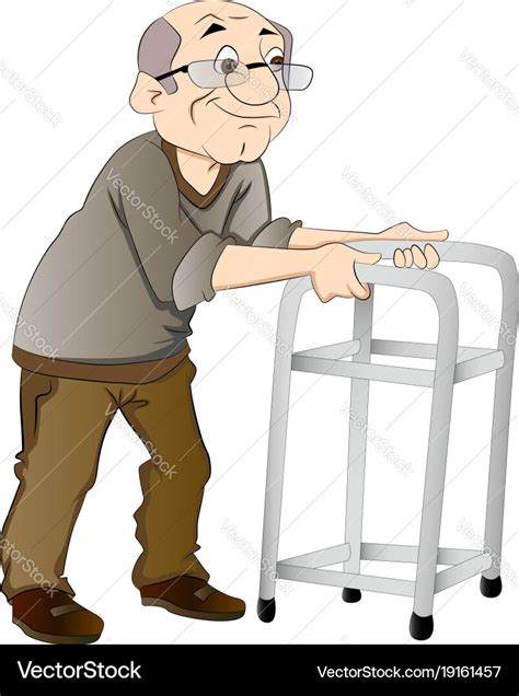 Old man using a walker Royalty Free Vector Image