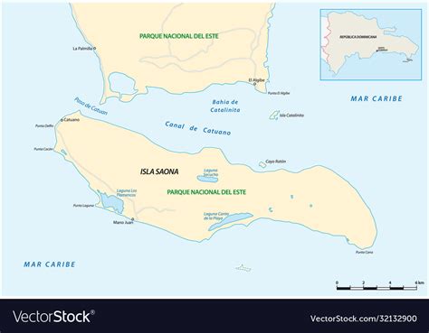 Map island saona dominican republic Royalty Free Vector