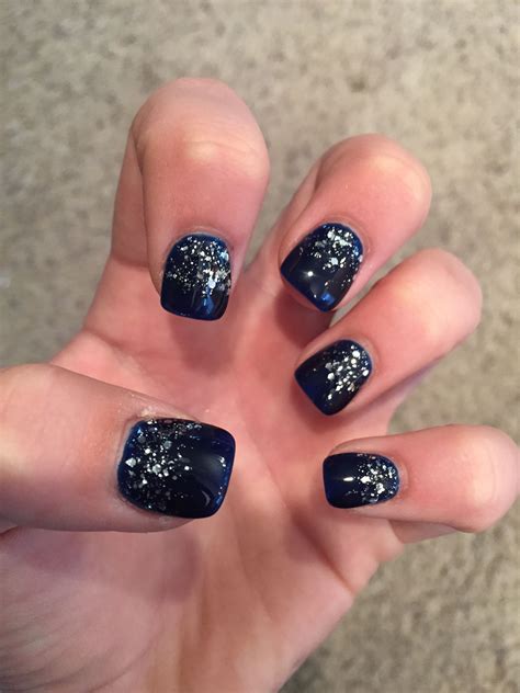 Navy blue acrylic nails with ombré glitter Glitter Ombre, Ombre Nails ...