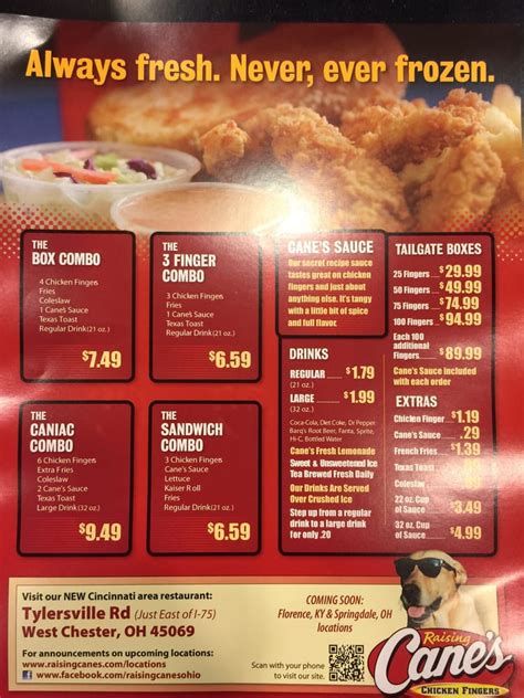 Raising Cane's Menu And Prices - 02/2022