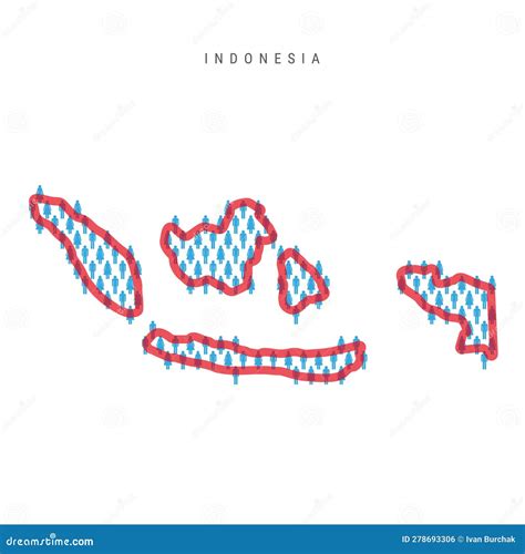 Indonesia Population Map. Stick Figures Indonesian People Map. Pattern of Men and Women. Flat ...