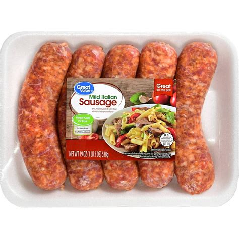 Great Value Mild Italian Sausage, 19 Oz, 5 Count - Walmart.com ...