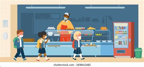 Vector School Canteen Different Races Pupils Stock Vector (Royalty Free ...