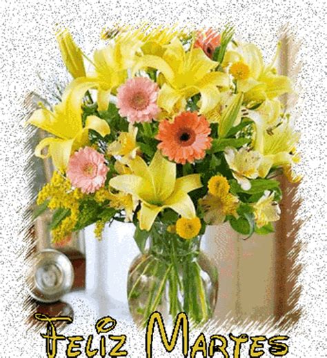 Buenos Dias Feliz Martes Yellow Flower Vase GIF | GIFDB.com