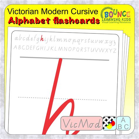 26 fun Victoria Modern Cursive Alphabet flashcards