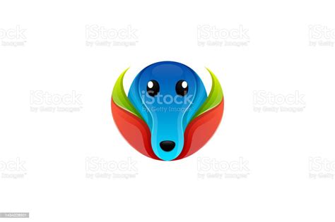 Dog Face Logo Template Design Combined With Leaf Stock Illustration - Download Image Now ...