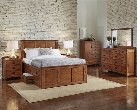 AAmerica Mission Hill Queen Captain's Bed with Storage Drawers | Conlin ...