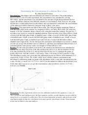 Beer's Law lab report PDF.pdf - Determining the Concentration of a solution: Beer's Law By Alba ...