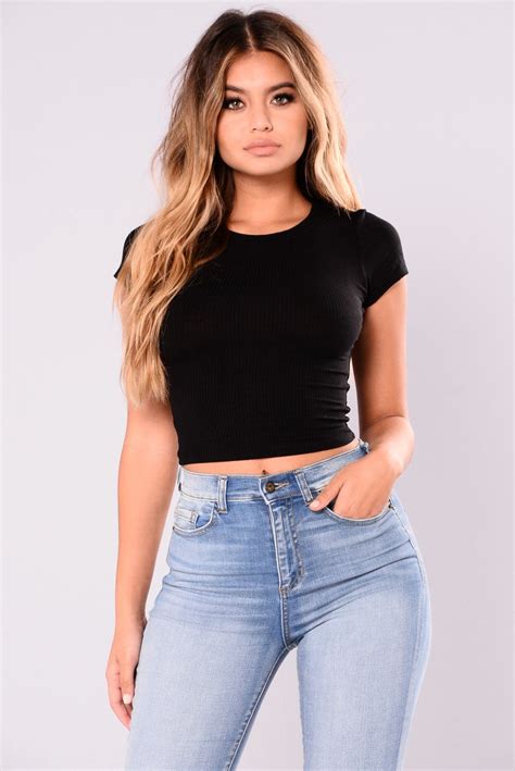 Jaclyn Crop Top - Black | Black crop top outfit, Crop top outfits, Top outfits