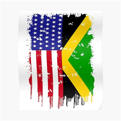 "Jamaica America Flag - Jamaican Roots American Grown USA" Poster for ...