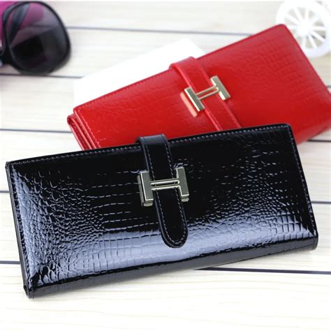 2016 High Quality Genuine Leather Wallets Women Long Purse Vintage Alligator Genuine Leather ...