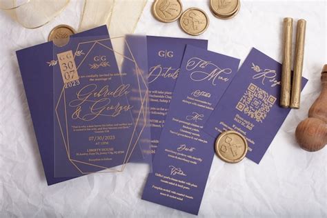 Paper & Party Supplies Very Peri Wedding Suite Minimalist Design Unique Wedding Invite Luxury ...