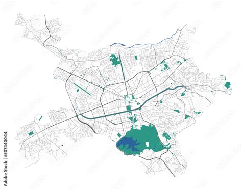 Tirana vector map. Detailed map of Tirana city administrative area ...