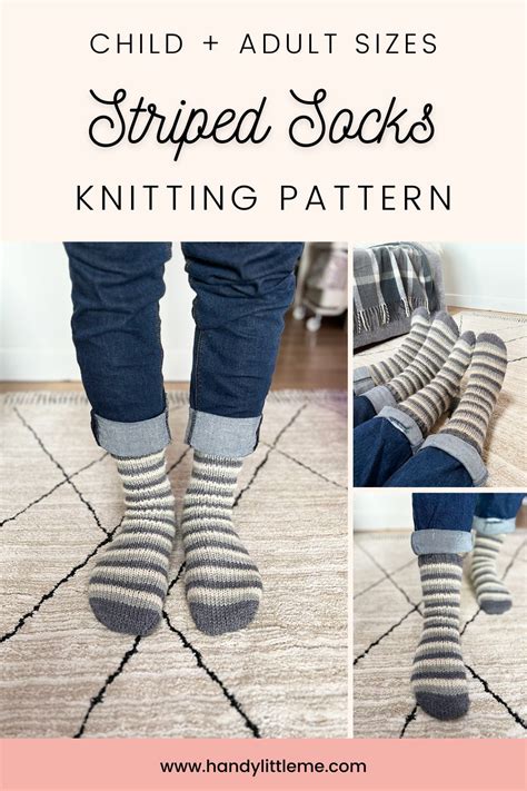 Striped Socks Knitting Pattern - Handy Little Me