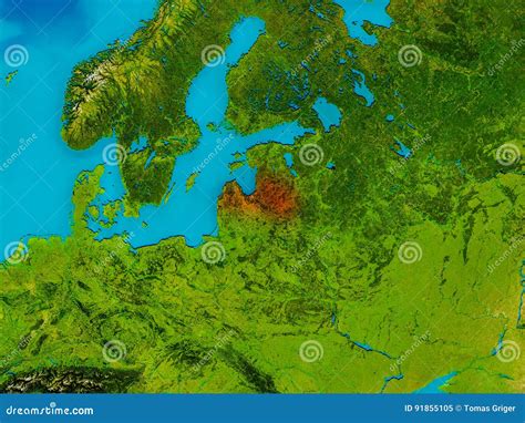 Latvia on physical map stock illustration. Illustration of earth - 91855105