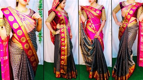 BANARASI SILK SAREE DRAPING WITH GHOONGHAT IN 3 DIFFERENT STYLES|SAREE DRAPING STYLE|STEP BY ...