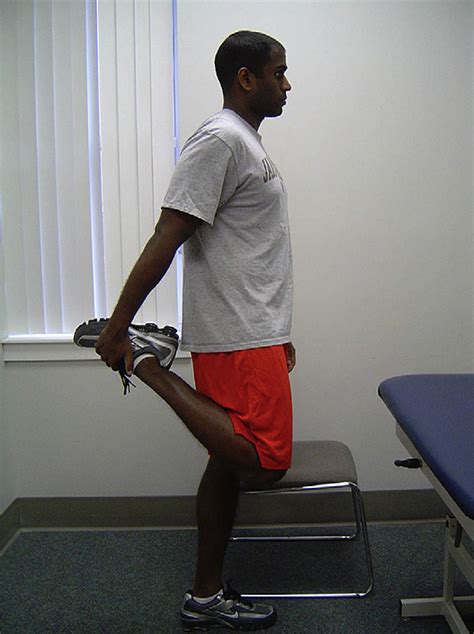 Quadriceps stretch. Keeping the trunk, hip, and knee in alignment, the... | Download Scientific ...