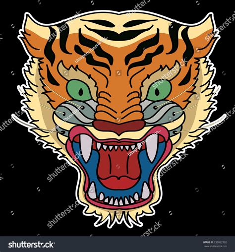 Tiger Head Illustration Sticker Tattoo Design Stock Vector (Royalty ...