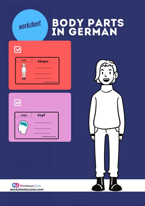 German BODY PARTS Deutsch 20 worksheets - worksheetszone