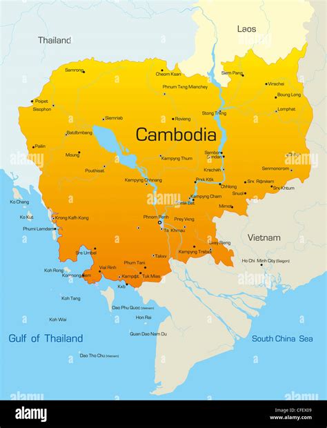 Vector map of Cambodia country Stock Photo - Alamy