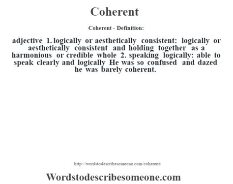 Coherent definition | Coherent meaning - words to describe someone