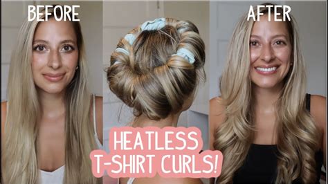 HEATLESS TIKTOK T-SHIRT CURLS! Medium, & Long Hairstyle - YouTube