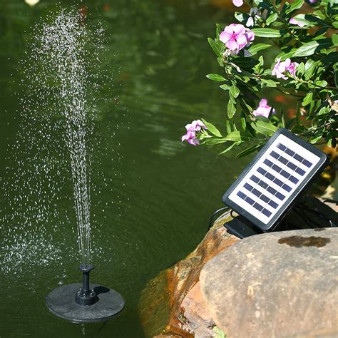 Battery Backup Solar Fountain Pump with LED Lighting for Pool Koi Pond Garden Bird Bath ...