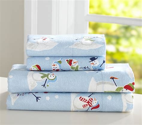 Snowman Flannel Sheet Set | Pottery Barn Kids