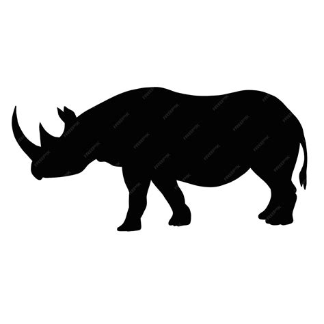 Premium Vector | Rhino icon Black silhouette of a wild animal