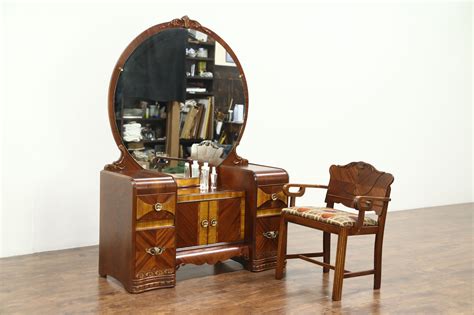 Art Deco Waterfall 1930's Vintage Vanity Or Dressing Table With Mirror | ubicaciondepersonas ...