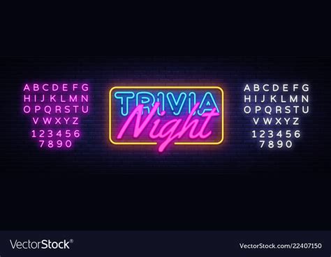 Trivia night neon sign quiz time design Royalty Free Vector