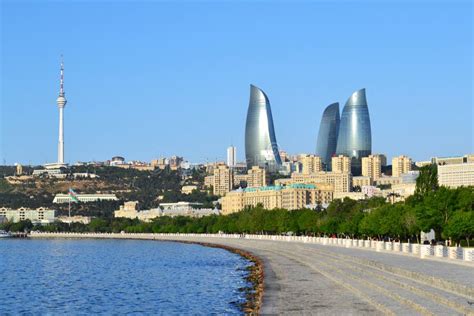 Seaside boulevard in Baku stock photo. Image of modern - 40688080