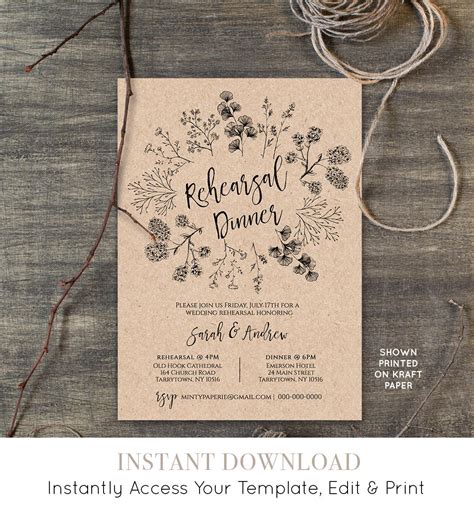 Wedding Rehearsal Dinner Invitations Templates Free