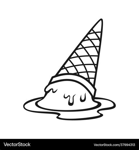 Melted ice cream outline drawings Royalty Free Vector Image