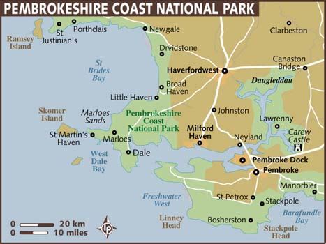 Map of Pembrokeshire Coast National Park