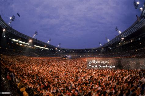 A view of the crowd at the Live Aid charity concert, Wembley Stadium,... News Photo - Getty Images