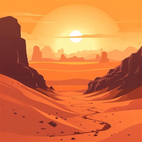 Premium AI Image | Desert landscape illustration