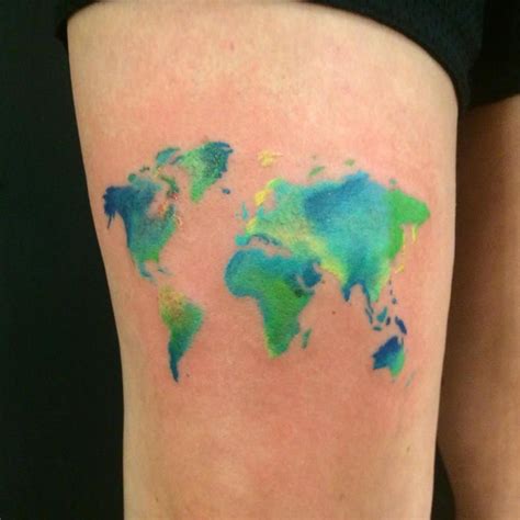 watercolor tattoos map earth world Darren Bishop Belle Tattoo, World ...