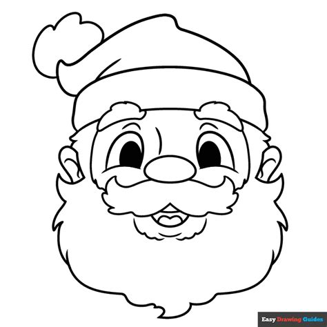 Santa Claus Face Coloring Page | Easy Drawing Guides