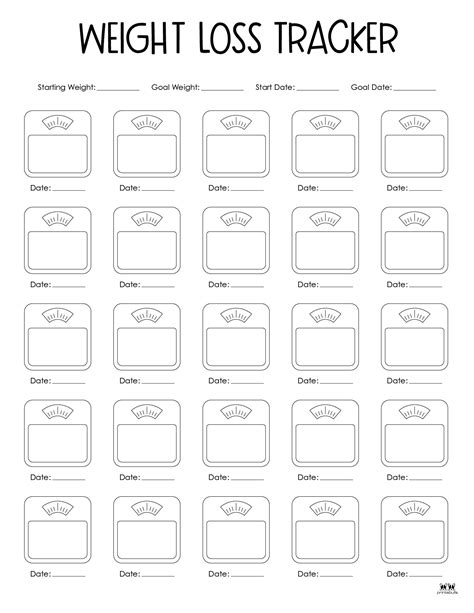 Weight Loss Trackers - 29 FREE Printables | Printabulls