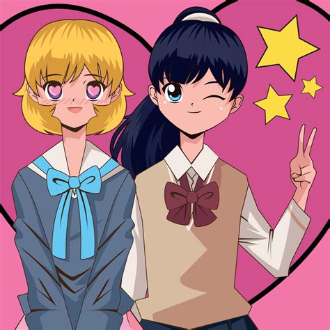 smiling anime teenagers 13830406 Vector Art at Vecteezy