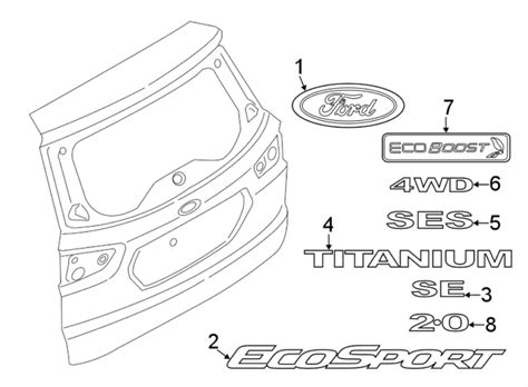 Ford EcoSport Emblem. W/O RS. W/O SPARE TIRE CARRIER. W/RS ...