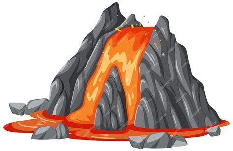 Free Vector | Volcano with lava flowing in cartoon style