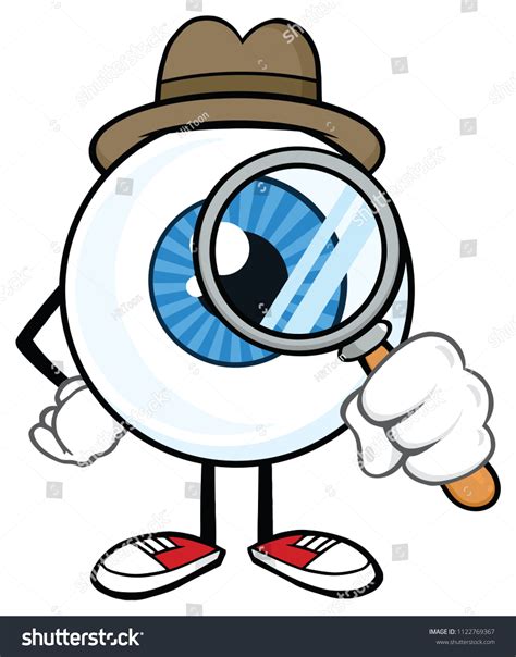 Eyeball Detective Cartoon Mascot Character Look Stock Vector (Royalty Free) 1122769367 ...