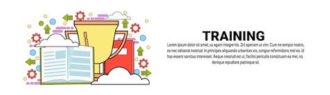 Training business education concept horizontal banner template | Premium Vector