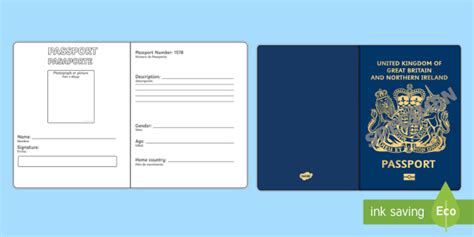 British Passport Writing Template - English / Spanish - British Passport