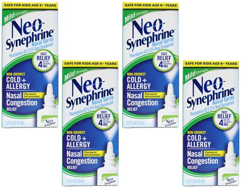 Neo-Synephrine Nasal Spray Mild Formula .5-Ounce Bottles (Pack of 4)